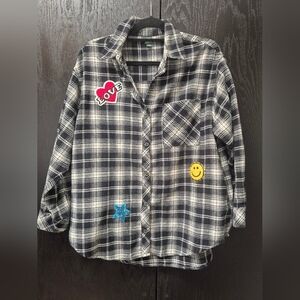 Soft Cotton Flannel Top With Fun Patchwork Size Med Has Hip Pockets 💋